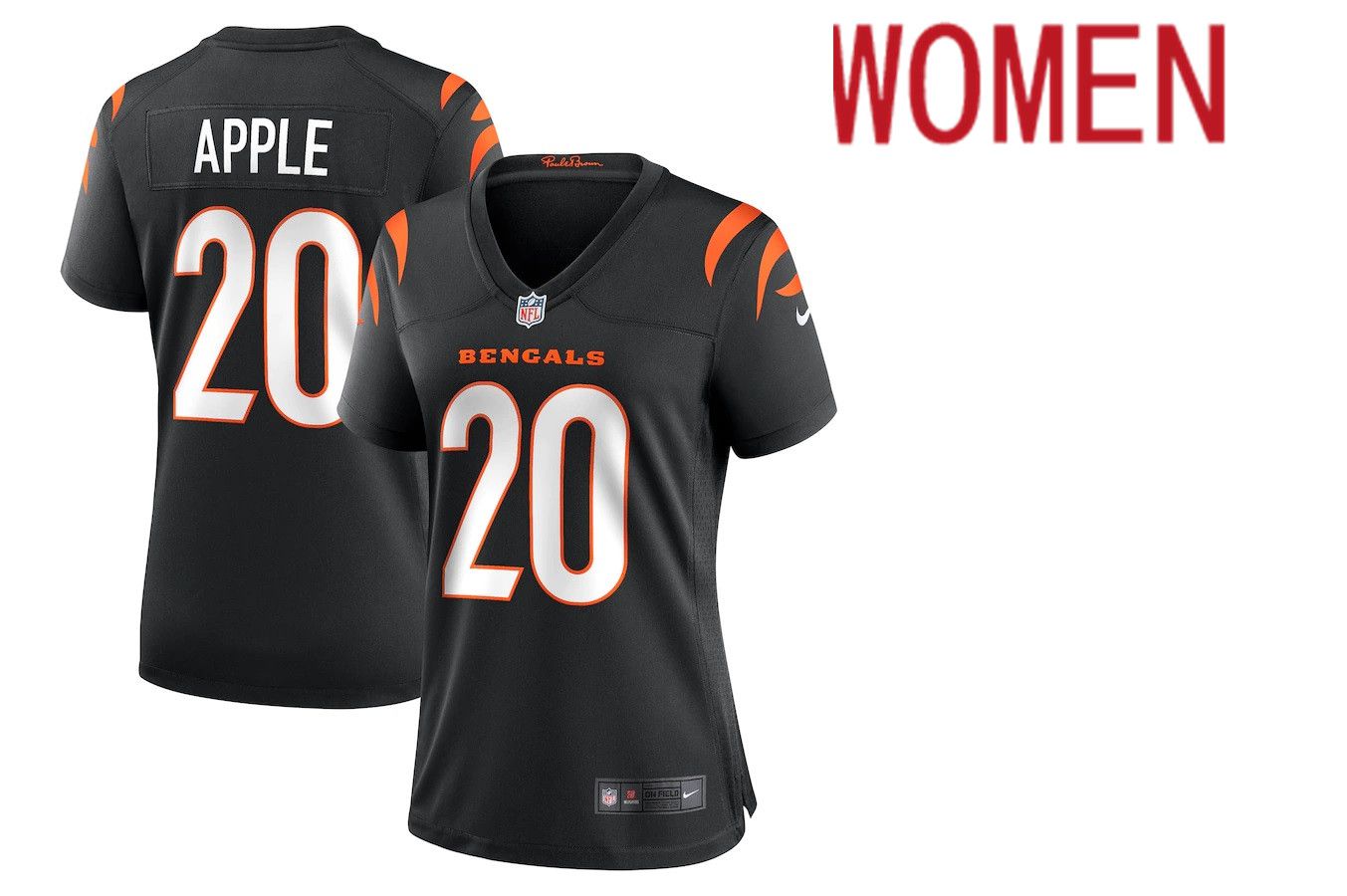 Women Cincinnati Bengals #20 Eli Apple Nike Black Game NFL Jersey->women nfl jersey->Women Jersey